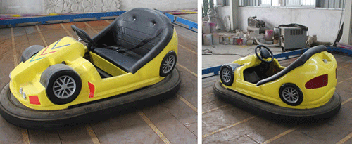 Yellow electric bumper car ride